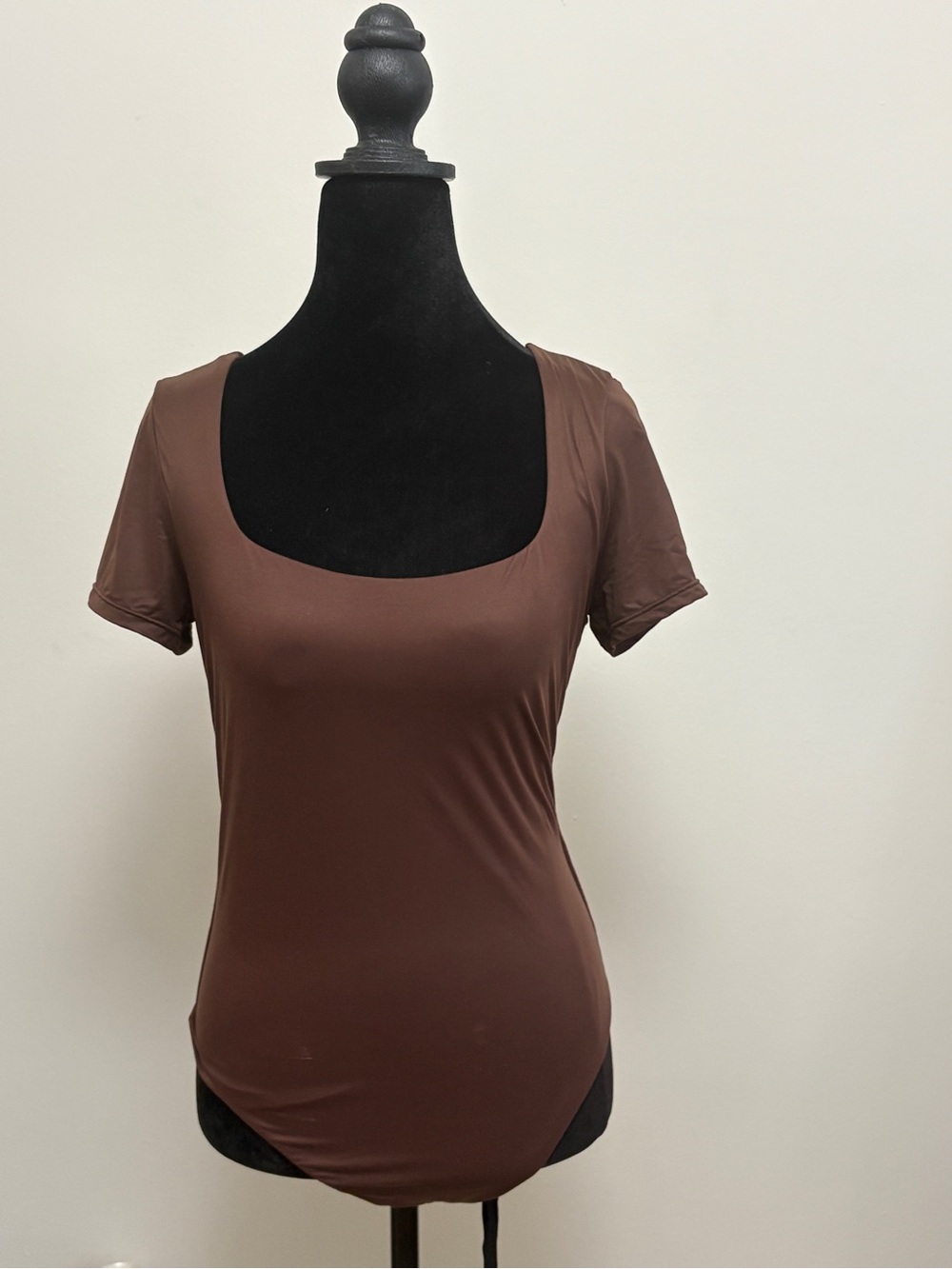 Victoria's Secret Brown Scoop Neck Short Sleeve Bodysuit